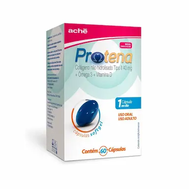 Protena Colágeno Não Hidrolisado Tipo II 40mg + Ômega 3 + Vitamina D - 60 cápsulas